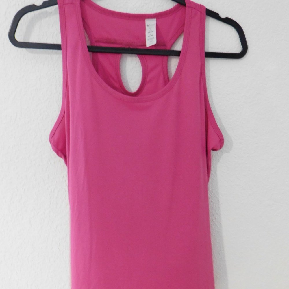 Bally Womens Tank Top Size L Bright Pink Racerback Keyhole Workout Activewear